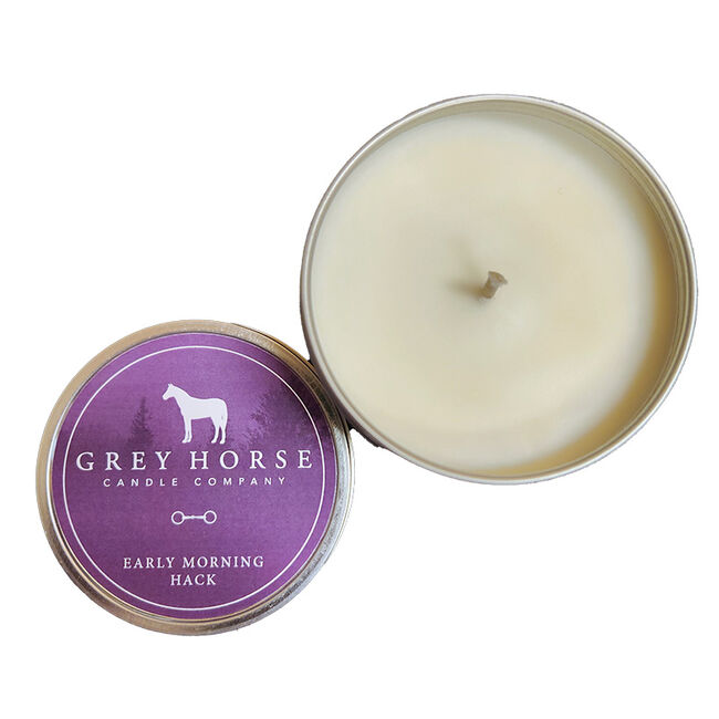 Grey Horse Candle Tin - Early Morning Hack image number null
