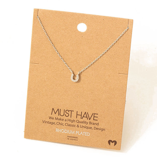 Fame Accessories Dainty Mini Pendant Necklace - Horseshoe - Silver image number null