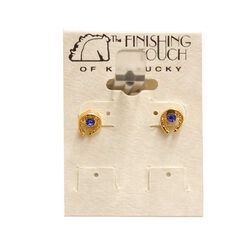 Finishing Touch of Kentucky Mini Horse Shoe Earrings - Gold and Sapphire