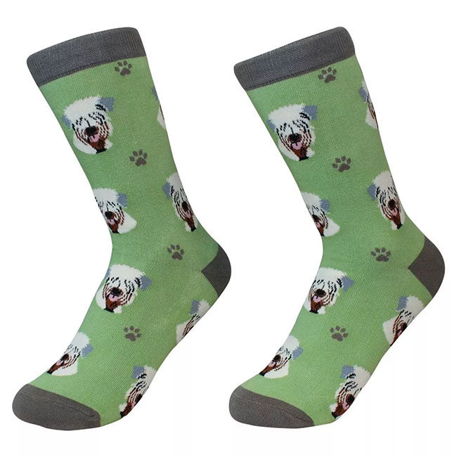 E&S Pets Unisex Novelty Crew Socks - Soft Coated Wheaton Terrier - Closeout image number null