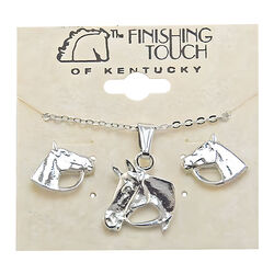 Finishing Touch of Kentucky Earring & Necklace Set - Horse Head with Reins