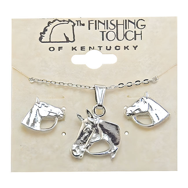 Finishing Touch of Kentucky Earring & Necklace Set - Horse Head with Reins image number null