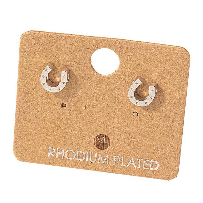 Fame Accessories Mini Horseshoe Post Stud Earrings - Rhodium Plated image number null