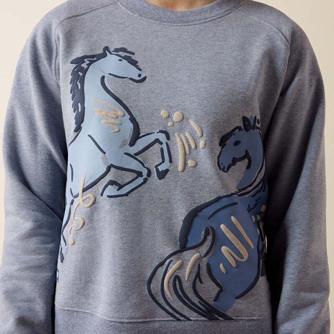 Ariat Kids' Martine Sweatshirt - Blue Grey Let's Play image number null