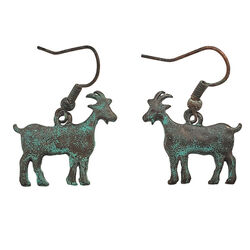 Wyo-Horse Billy Goat Earrings - Patina