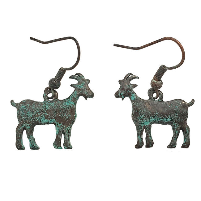 Wyo-Horse Billy Goat Earrings - Patina image number null