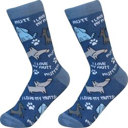 E&S Pets Unisex Novelty Crew Socks - I Love My Mutt