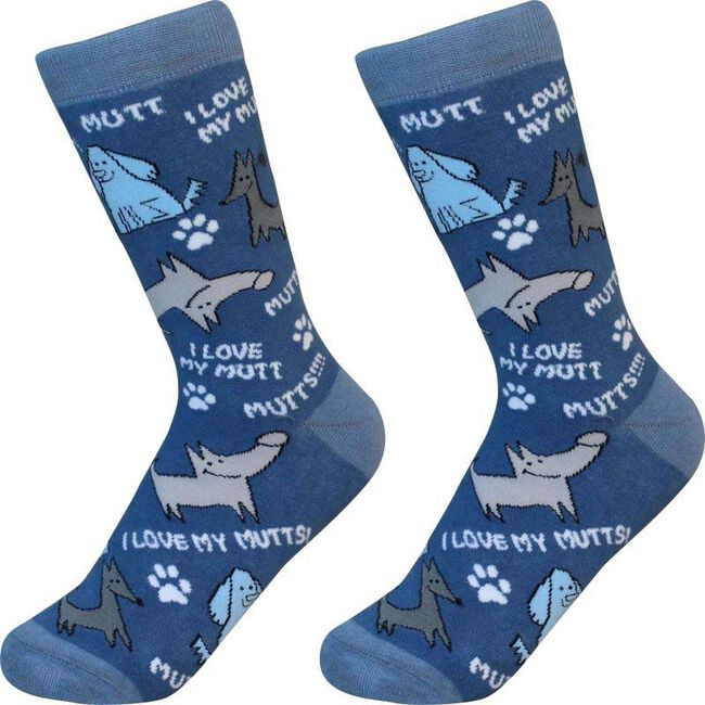 E&S Pets Unisex Novelty Crew Socks - I Love My Mutt image number null