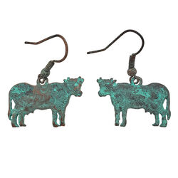 Wyo-Horse Bessie Cow Earrings - Patina