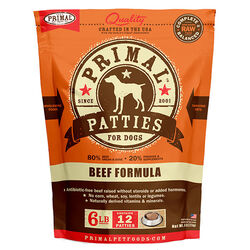 Primal Raw Frozen Dog Food - Beef Patties - 6 lb