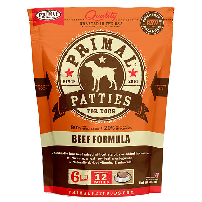 Primal Raw Frozen Dog Food - Beef Patties - 6 lb image number null