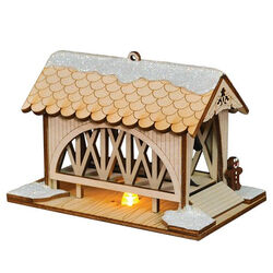 Old World Christmas Covered Bridge and Sleigh - Closeout