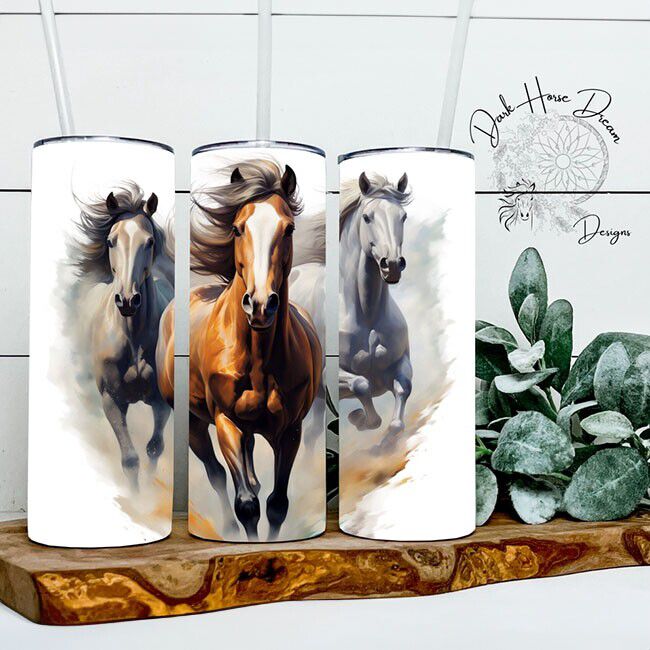 Dark Horse Dream Designs Tumbler - Running Horses image number null