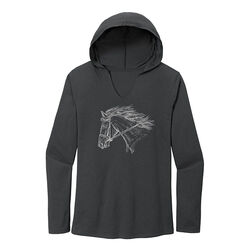 Stirrups Clothing Women's Hooded Tee - Horse Head - Black Frost