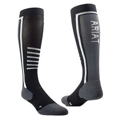 Ariat AriatTEK Slimline Performance Socks - Black/Silver