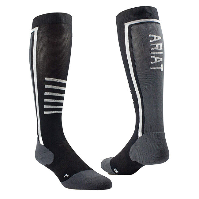 Ariat AriatTEK Slimline Performance Socks - Black/Silver image number null