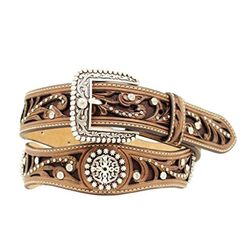 Ariat Scrolled Inlay Scalloped Crystal Belt
