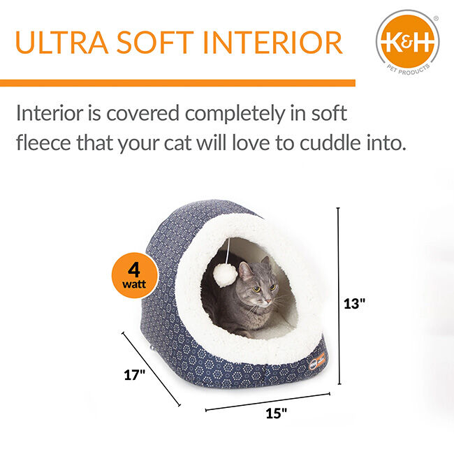 K&H Pet Thermo-Pet Cave Heated Cat Bed - Navy image number null