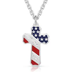 Montana Silversmiths Born In The USA Patriotic Cross Necklace