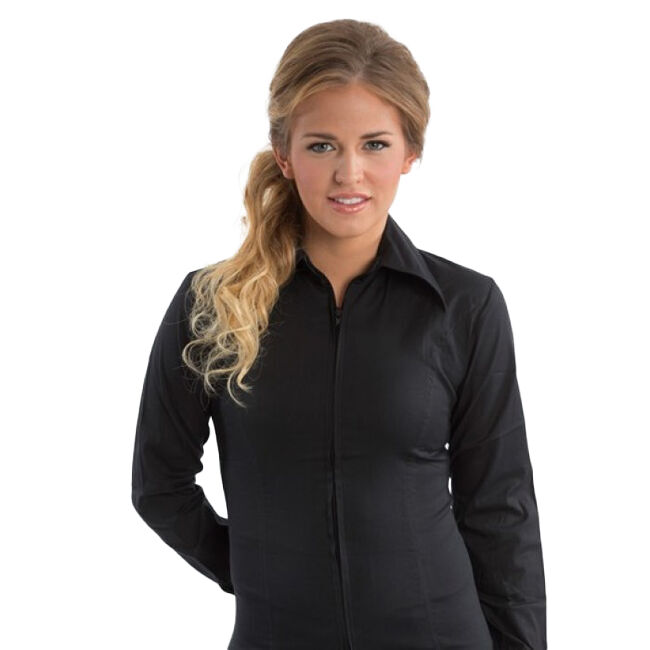 RHC Equestrian Women's Zip Up Fitted Show Shirt - Black image number null