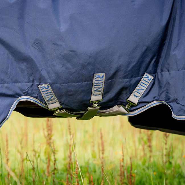 Horseware Rhino Plus Turnout with Vari-Layer (450g Heavy) - Navy/Titanium Grey & Classic Blue image number null