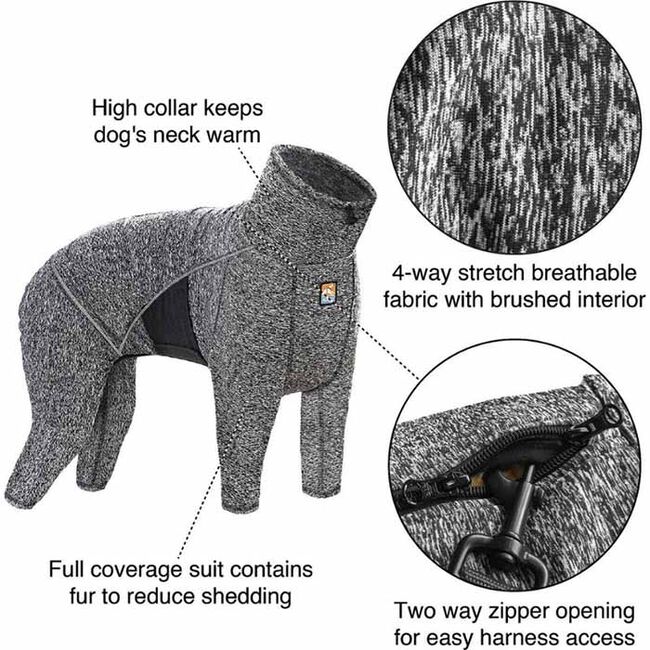 Kurgo Stowe Base Layer Dog Sweater - Heather Black/Gray image number null