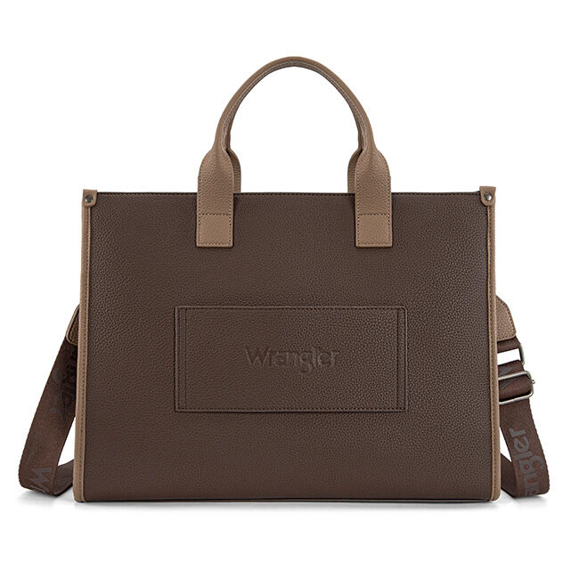 Wrangler Structured Crossbody Work Tote with Pouch - Coffee/Camel image number null
