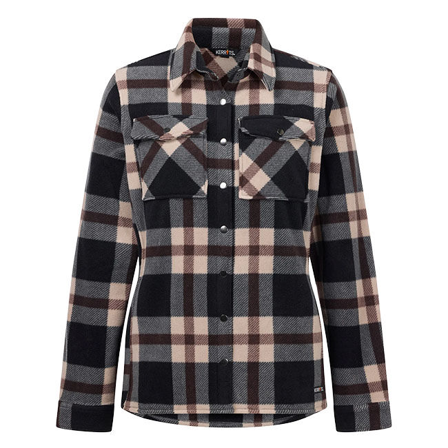 Kerrits Women's Alpine Fleece Snap Front Barn Shirt - Black/Mocha Plaid image number null
