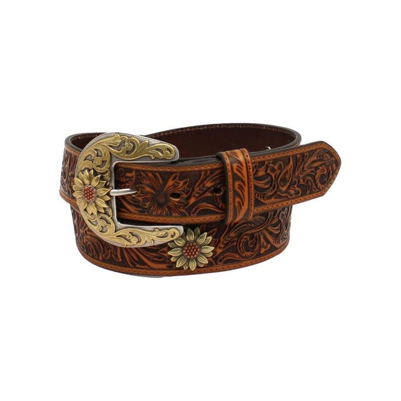 Ariat Women s Floral Tooled Western Belt with Sunflower Concho