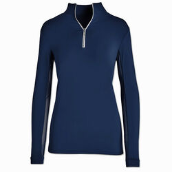 Tailored Sportsman Women's Long Sleeve Icefil Zip Top Shirt - Bluesy/White/Silver