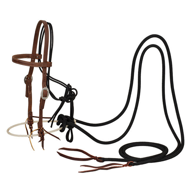 Weaver Equine Loping Hackamore with Leather Headstall and Reins image number null