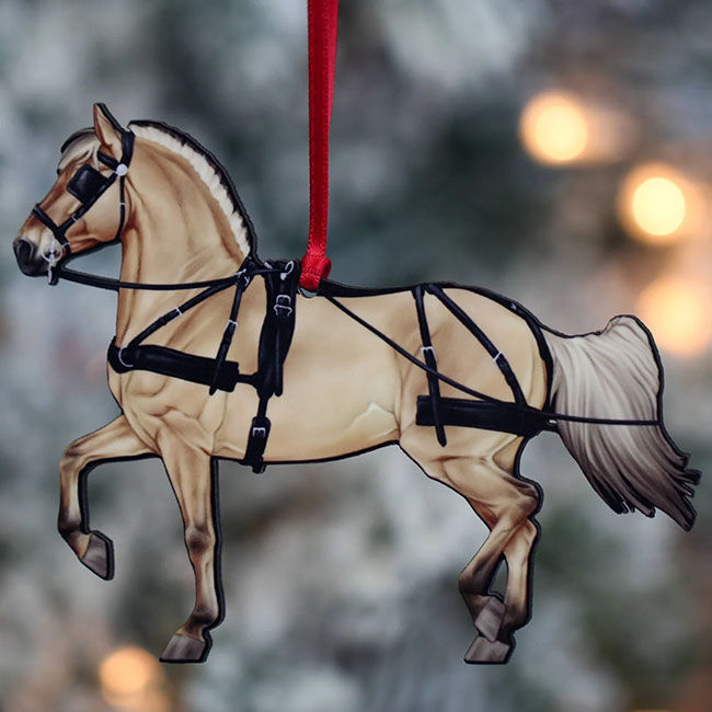 Classy Equine Ornament - Red Dun Fjord Driving Horse image number null