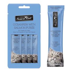 Fussie Cat Puree Ocean Fish and Salmon - 4 Count