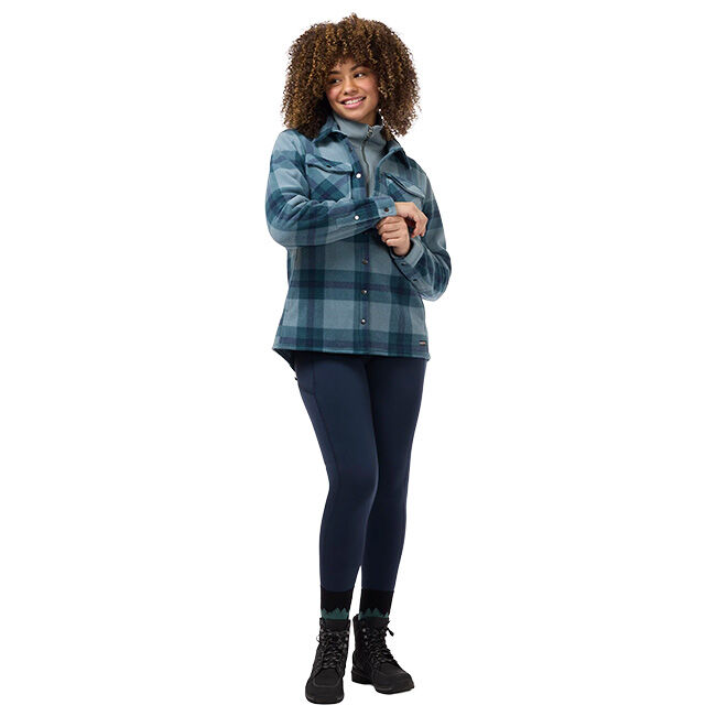 Kerrits Women's Alpine Fleece Snap Front Barn Shirt - Shoreline/Nightfall Plaid image number null