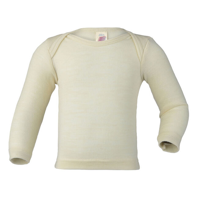 Engel Baby 100% Virgin Wool Envelope-Neck Long Sleeve Shirt image number null