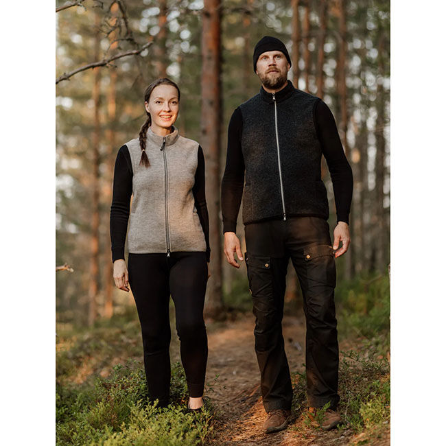 Ruskovilla Unisex 100% Organic Merino Wool Fleece Vest - Anthracite image number null