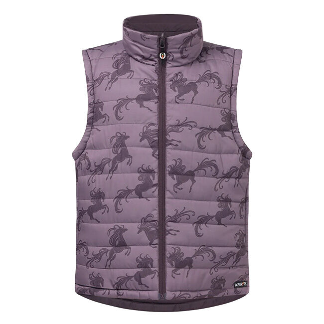 Kerrits Kids' Pony Parade Reversible Quilted Riding Vest - Elderberry/Thistle Horse image number null
