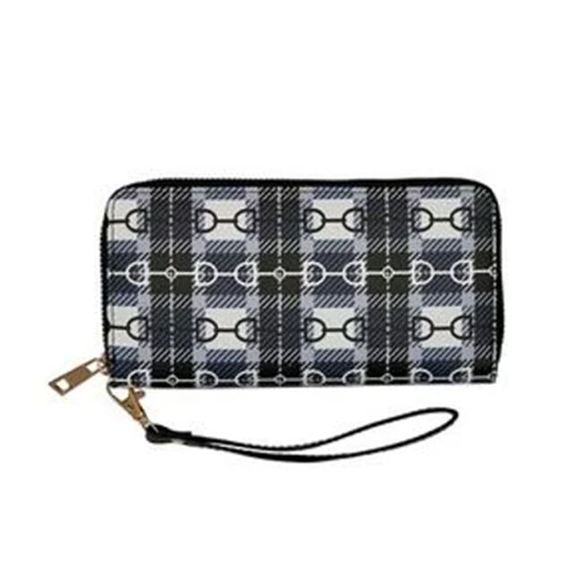 AWST Black Snaffle Bit Plaid Clutch image number null