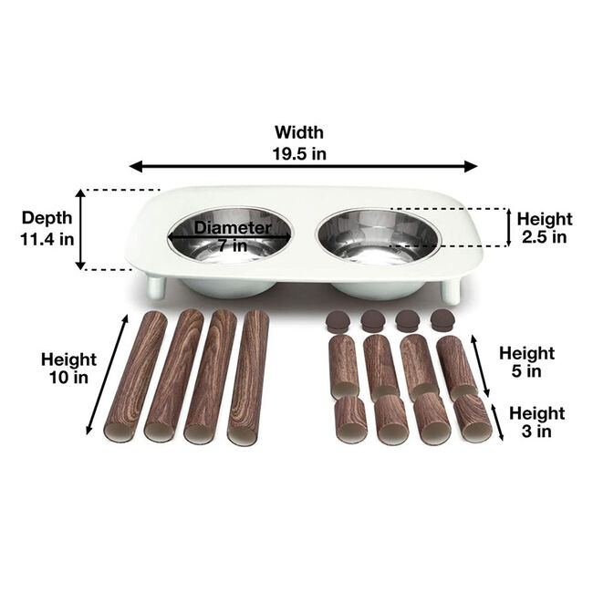 Messy Mutts Elevated Double Feeder with Stainless Bowls and Faux Wood Legs image number null