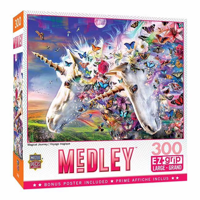 MasterPieces 300-Piece Medley Puzzle - Unicorns & Butterflies image number null