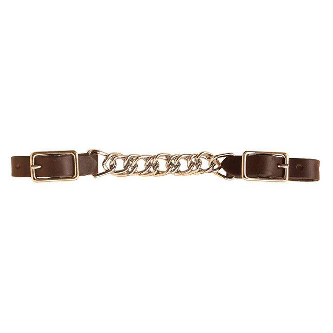 Tory Leather Curb Strap with Flat Twisted Chain image number null