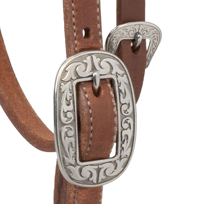 Weaver Equine Synergy Latigo Leather Lined Headstall with Floral Designer Hardware image number null