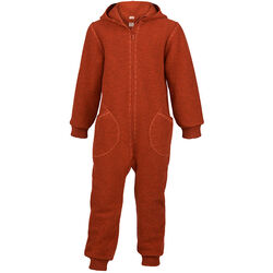 Engel Baby & Kid 100% Wool Hooded Overall with Zipper - Magma Melange