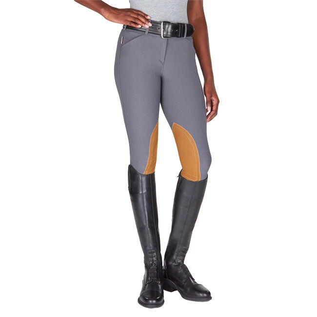 Tailored Sportsman Women's Mid Rise Front Zip Boot Sock Breech - Graphite/Tan image number null