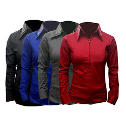 RHC Equestrian Women's Fancy Double Collar Zip Show Shirt