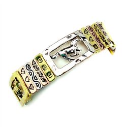 Wyo-Horse Silver Copper and Gold Double Western Horse Stretch Bracelet