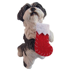 Sandicast Christmas Ornament - White & Black Shih Tzu