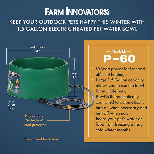 Farm Innovators Heated Pet Bowl - 1.5 Gallon Capacity - Green image number null