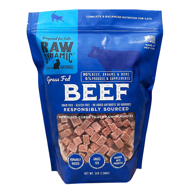 Raw Dynamic Frozen Raw Cat Food - Beef Formula - 3 lb image number null