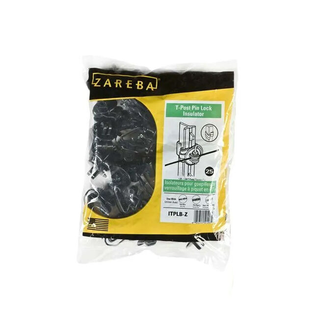 Zareba T-Post Pin-Lock Insulator - Black - 25-Pack image number null